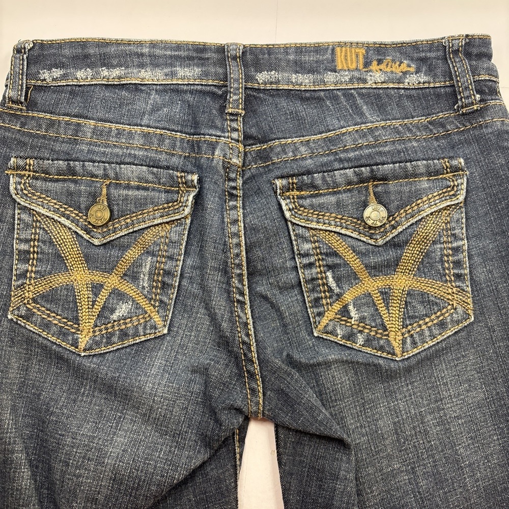 Kut from the Kloth Womens Bermuda Stretch Jean Shorts Y2K Flap Pocket Size 2 - Picture 3 of 11